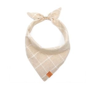 The Foggy Dog Windowpane Check Flax Dog Bandana S